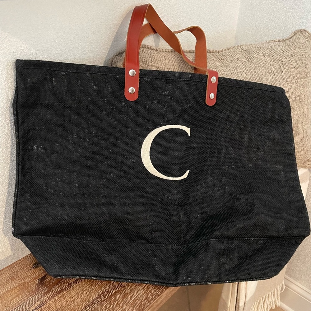 Ballard Design Large “C” Jute Tote - NBW